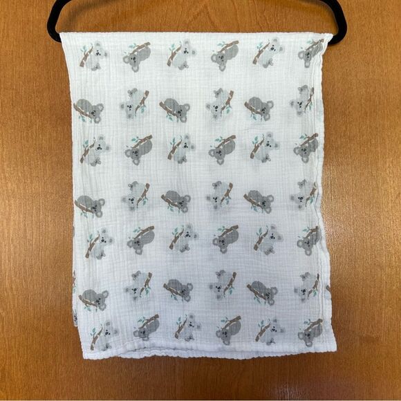Modern Baby Cotton Muslin Koala Bear Print Gauze Blanket - Picture 1 of 6